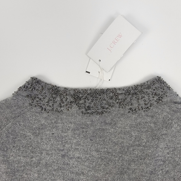J. Crew Cashmere Blend Beaded Sweater Heather Grey NWT Size M - Picture 12 of 15